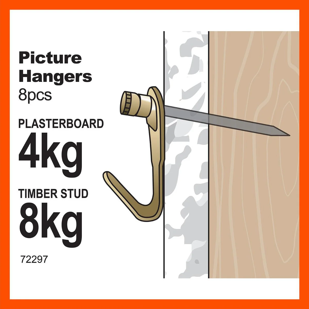 Everhang Picture Hanging - 8kg - Brass Plated - 8 Pack - Image 3
