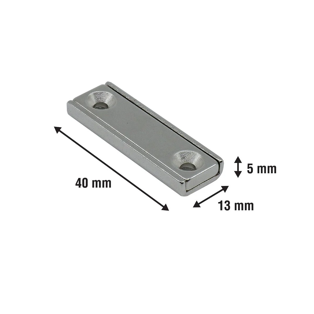 Everhang Rare Earth Channel Magnet 2 Pack - 40 x 13.5mm - Silver - Durable - Image 2