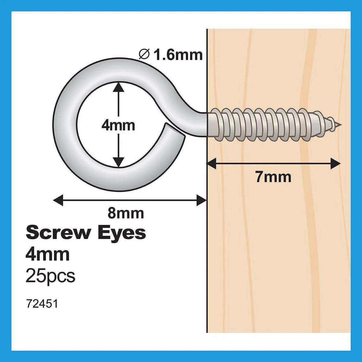 Everhang Screw Eye Hook - 4mm - Zinc Plated - Light Duty - 25 Pack - Image 4