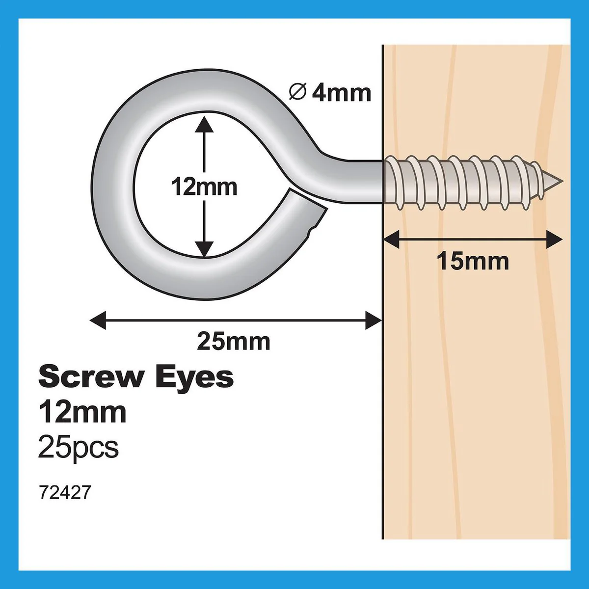 Everhang Screw Eye Hooks - 12mm - Zinc Plated - 25 Pack - Image 4