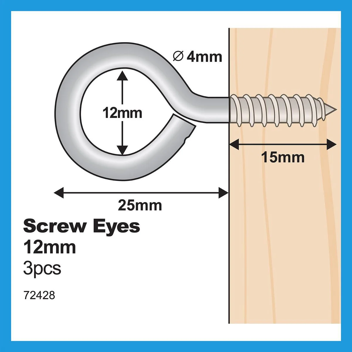Everhang Screw Eye Hooks - 12mm - Zinc Plated - 3 Pack - Image 4