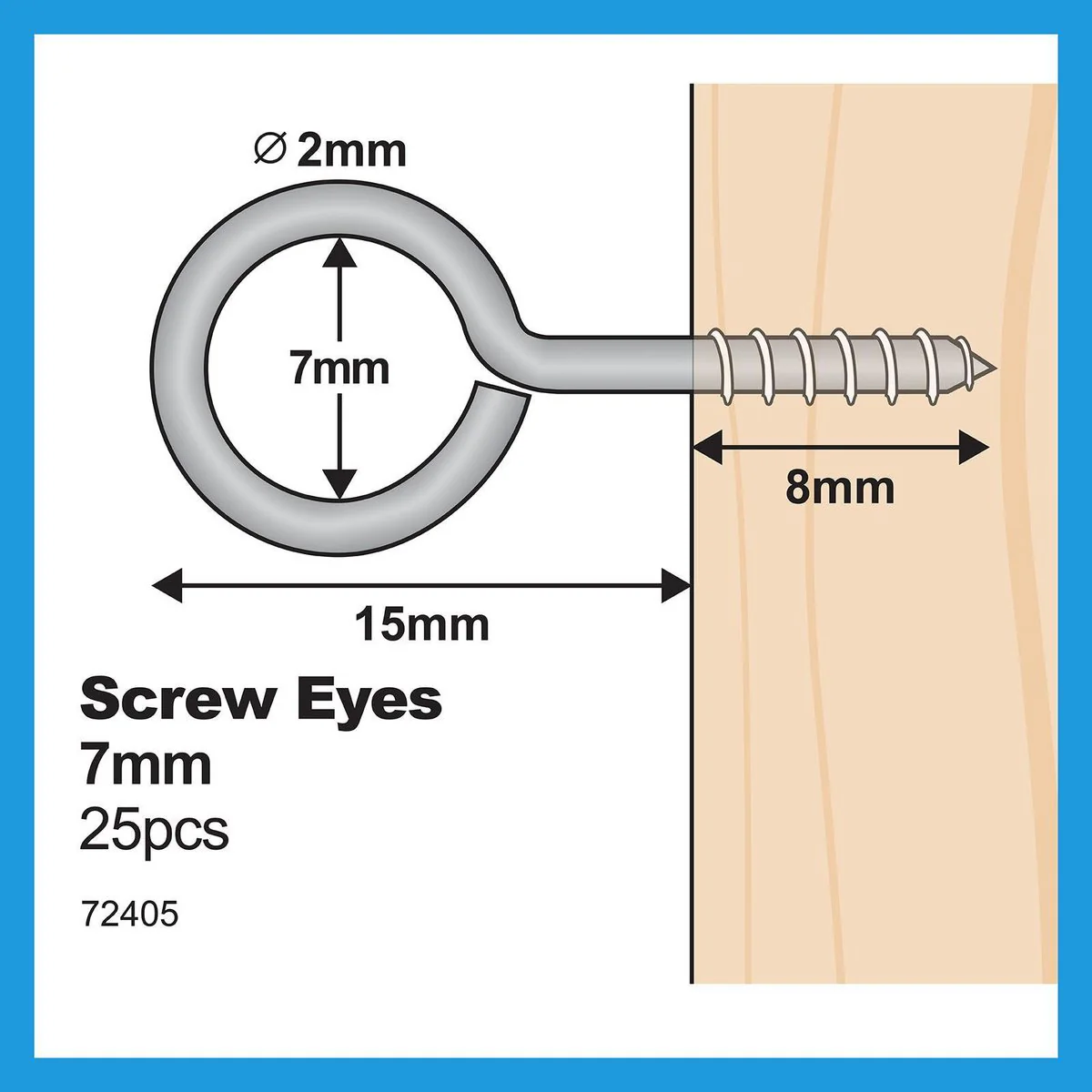 Everhang Screw Eye Hooks - 7mm - Nickel Plated - 25 Pack - Image 4
