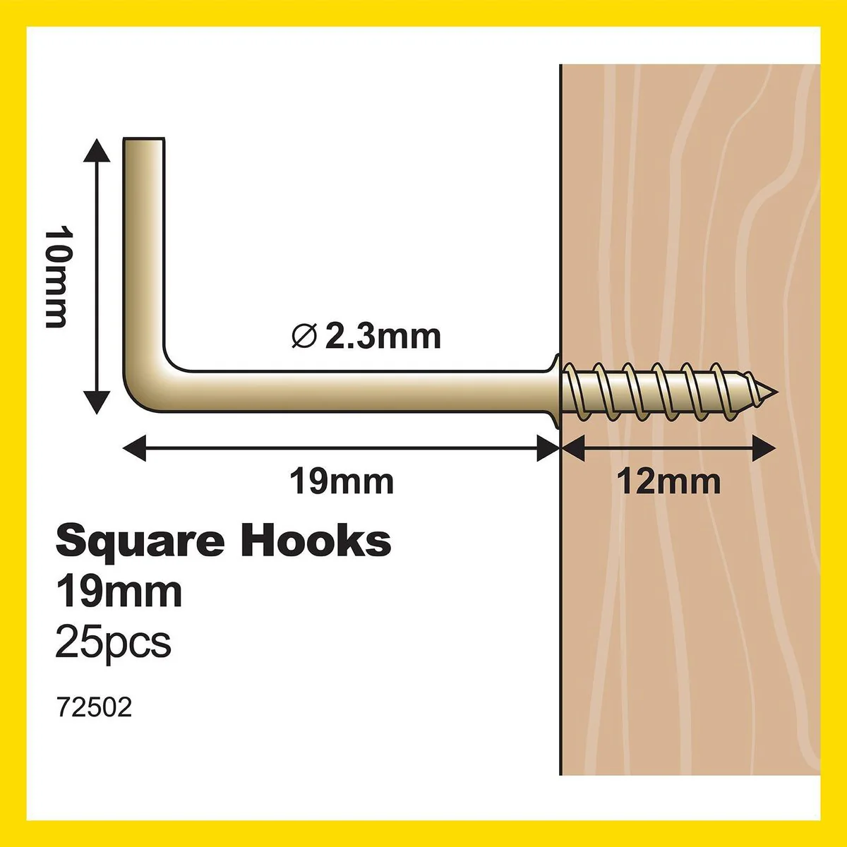 Everhang Square Hook - 19mm - Brass Plated - 25 Pack - Image 4