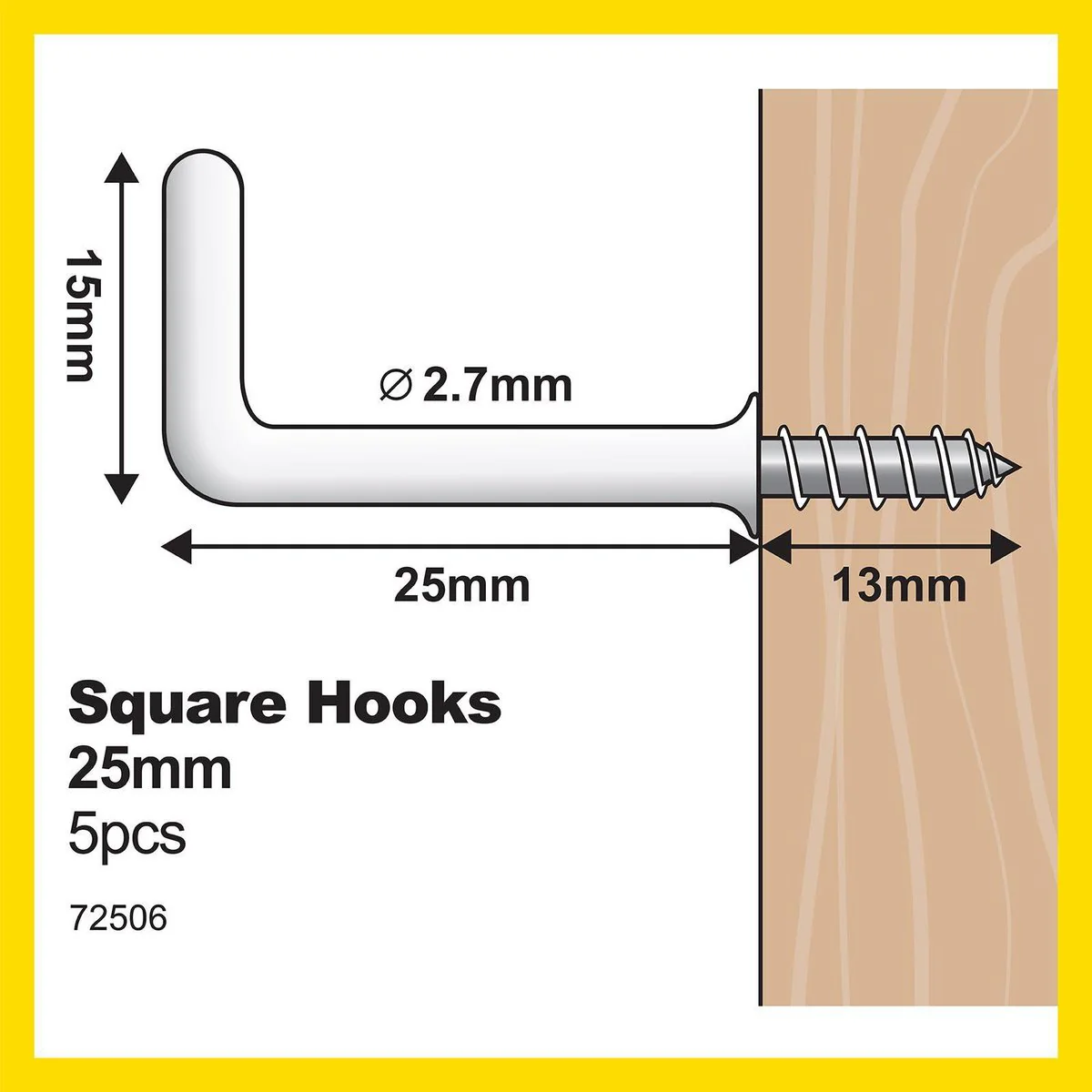 Everhang Square Hook - 25mm - White PVC - Easy Install 5 Pack - Image 4