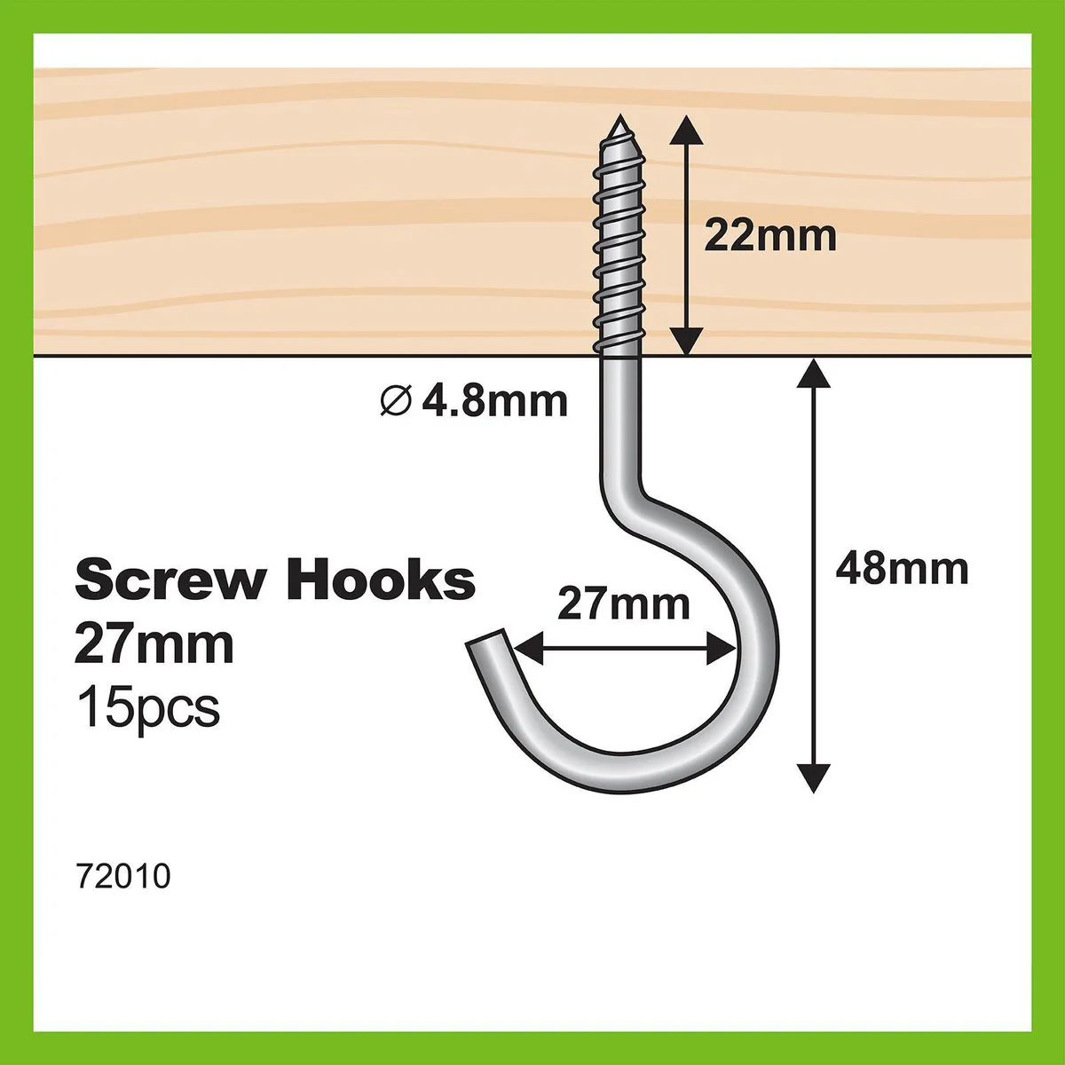 Everhang Zinc Plated Square Hook 15 Pack - 70mm x 4.8mm - Silver - Image 4