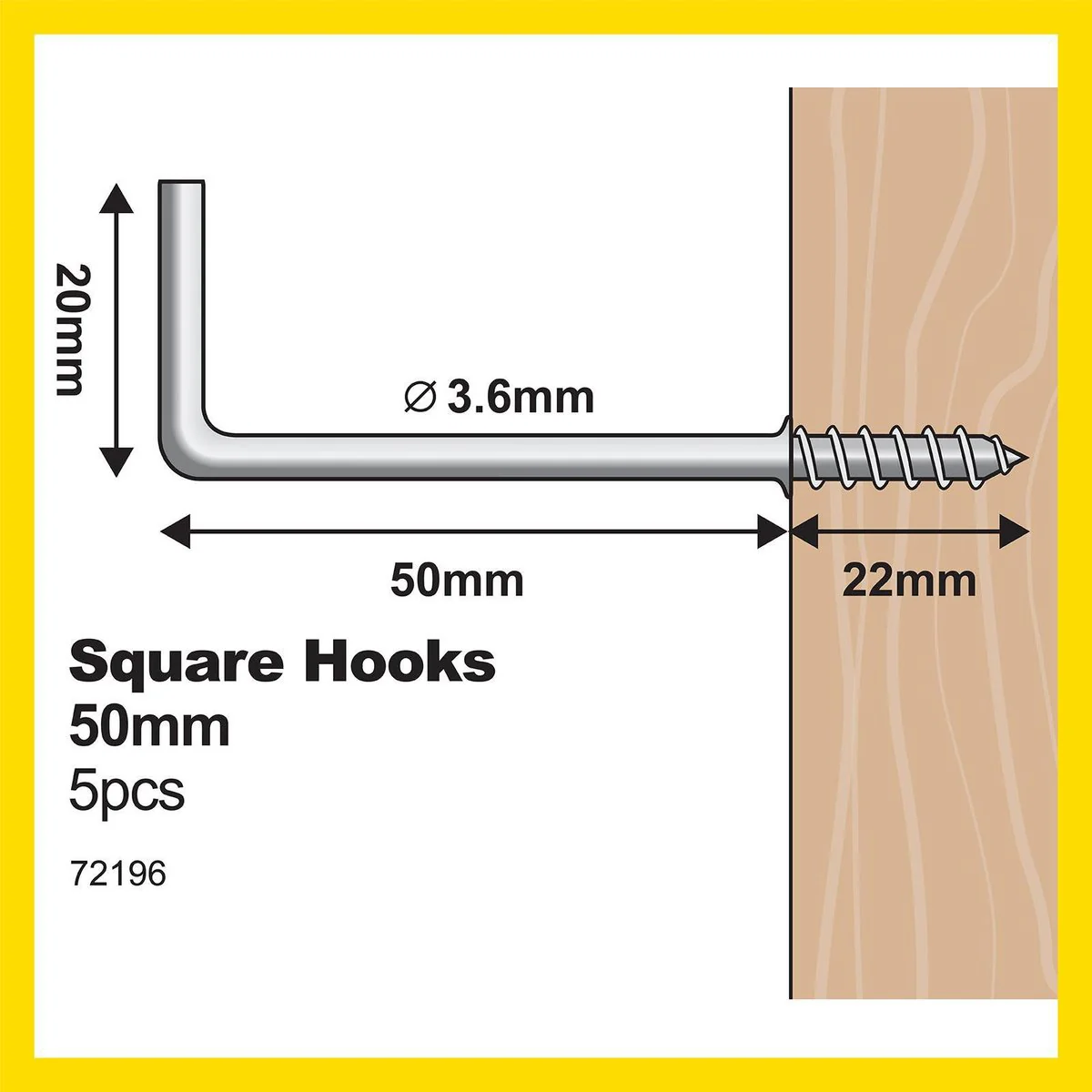 Everhang Square Hooks - 50mm - Zinc - Light Duty - 5 Pack - Image 4