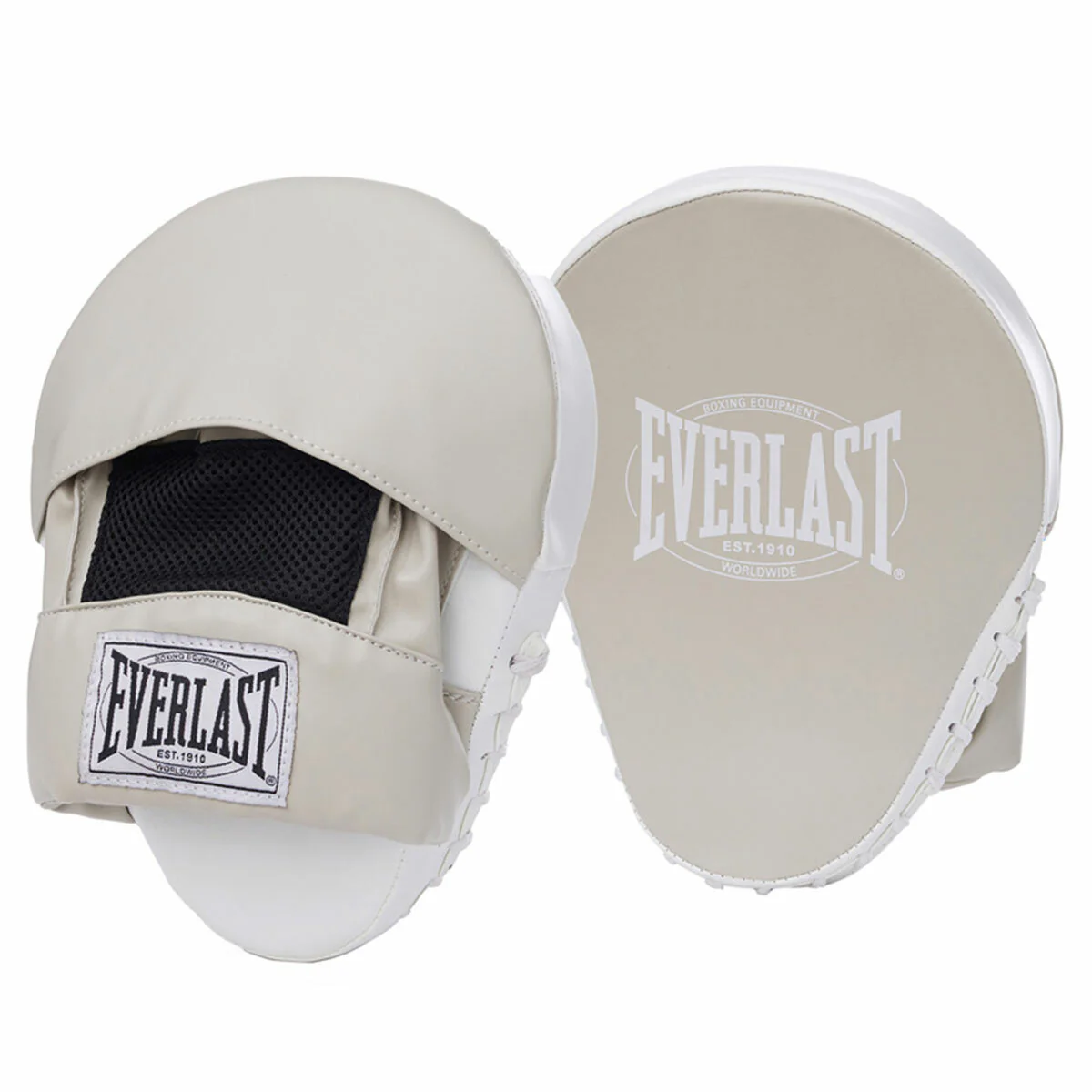 Everlast 1910 Boxing Mitt Kit Classic Gloves & Focus Mitts Sable/White - Image 3