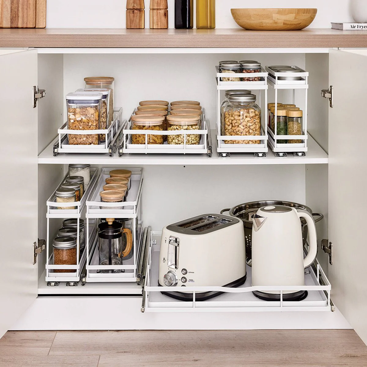 EzyStorage Förma 2-Tier Pull Out Drawer - 100 x 500mm - White - Smooth Sliding - Image 2