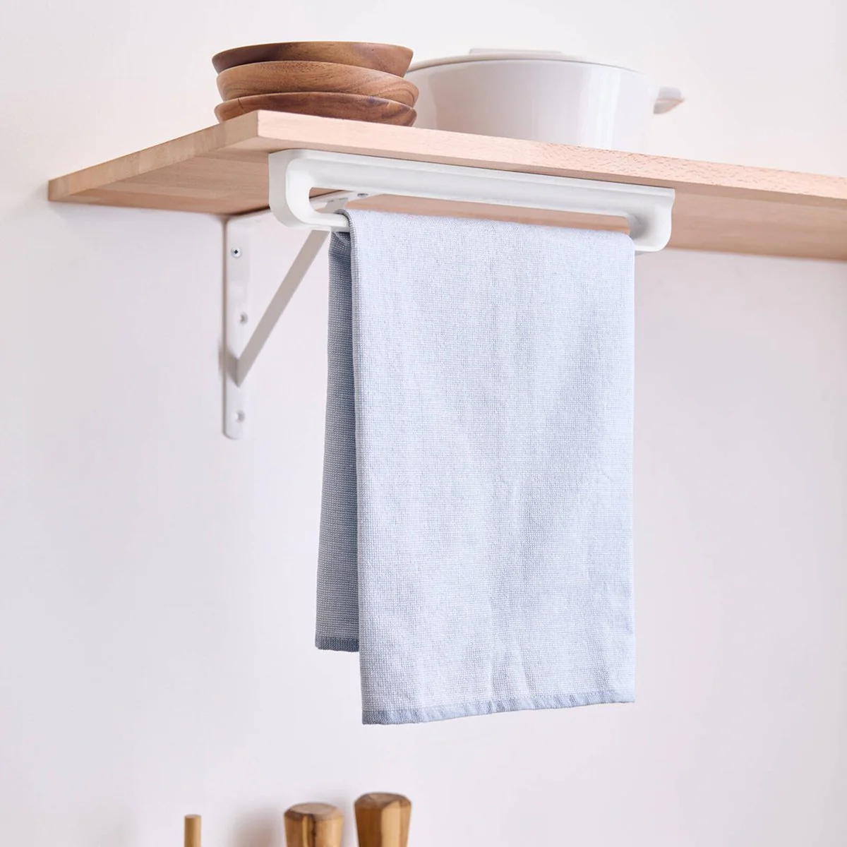 EzyStorage Kitchen Tea Towel Holder - 350mm - Matte White - Easy Installation - Image 4