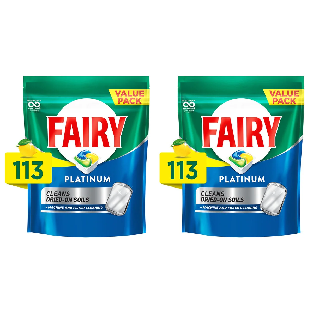 Fairy Platinum Dishwasher Capsules Powerful 2 x 113 Pack