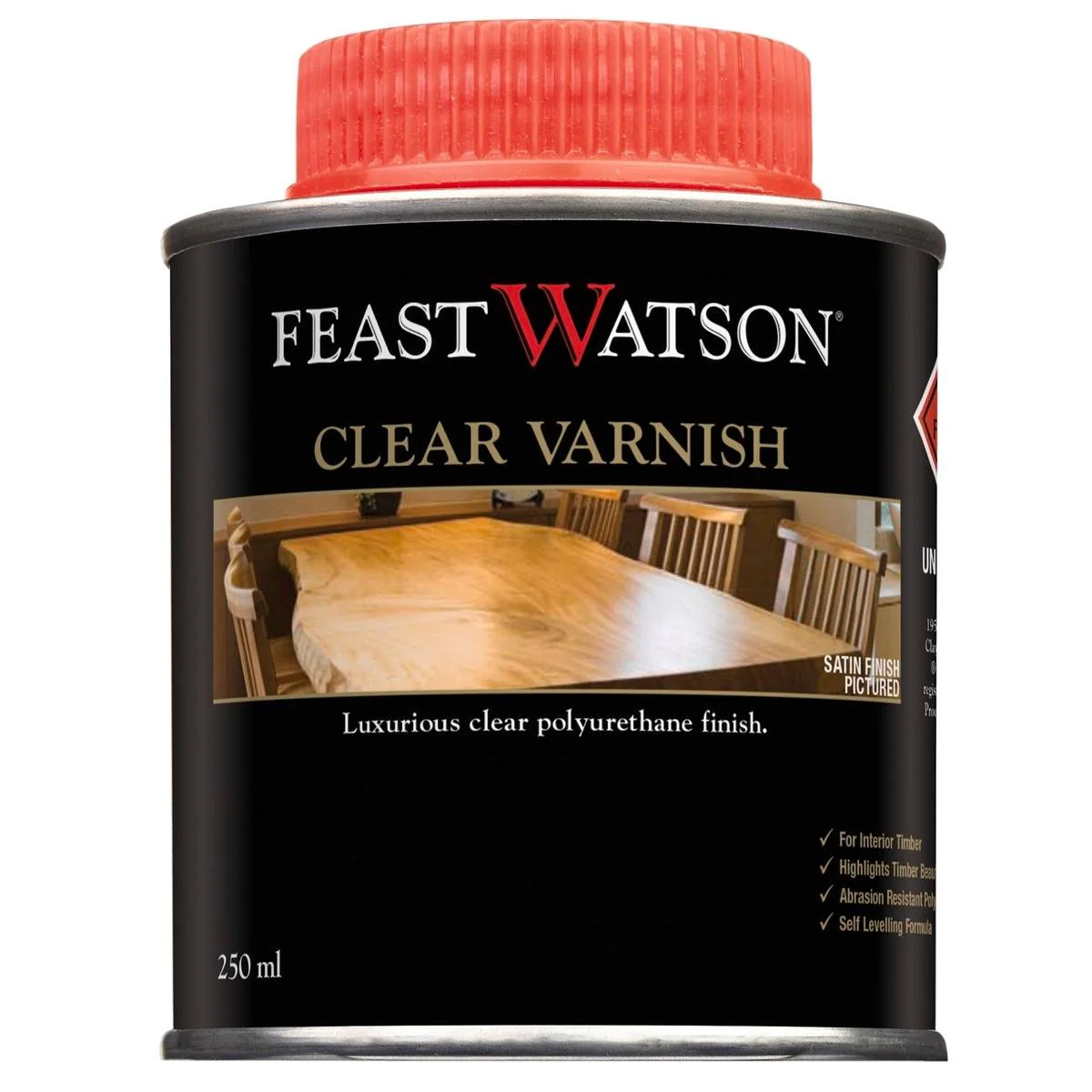 Feast Watson Clear Satin Varnish 250ml Oil Based Durable Finish
