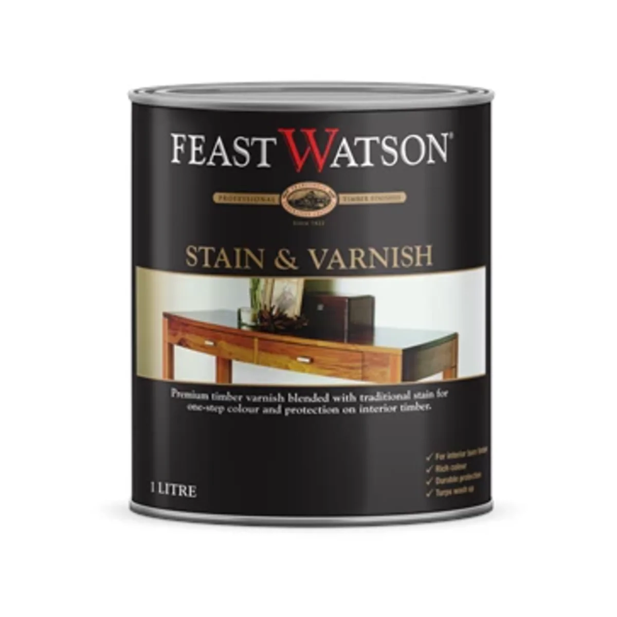 Feast Watson Gloss Aged Teak Stain and Varnish 1L Oil Based Durable Finish
