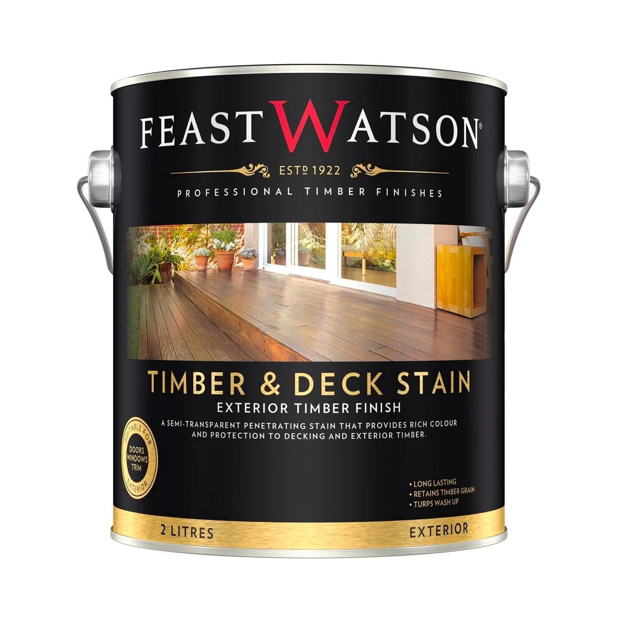 Feast Watson Timber Decking Stain - European Oak 2L - Solvent Based - Semi-Transparent Finish