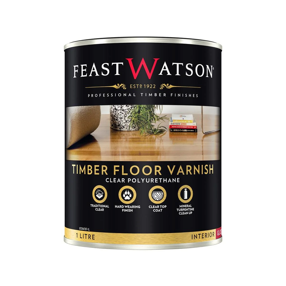 Feast Watson Timber Floor Varnish - 1L - Oil Based - Gloss Finish
