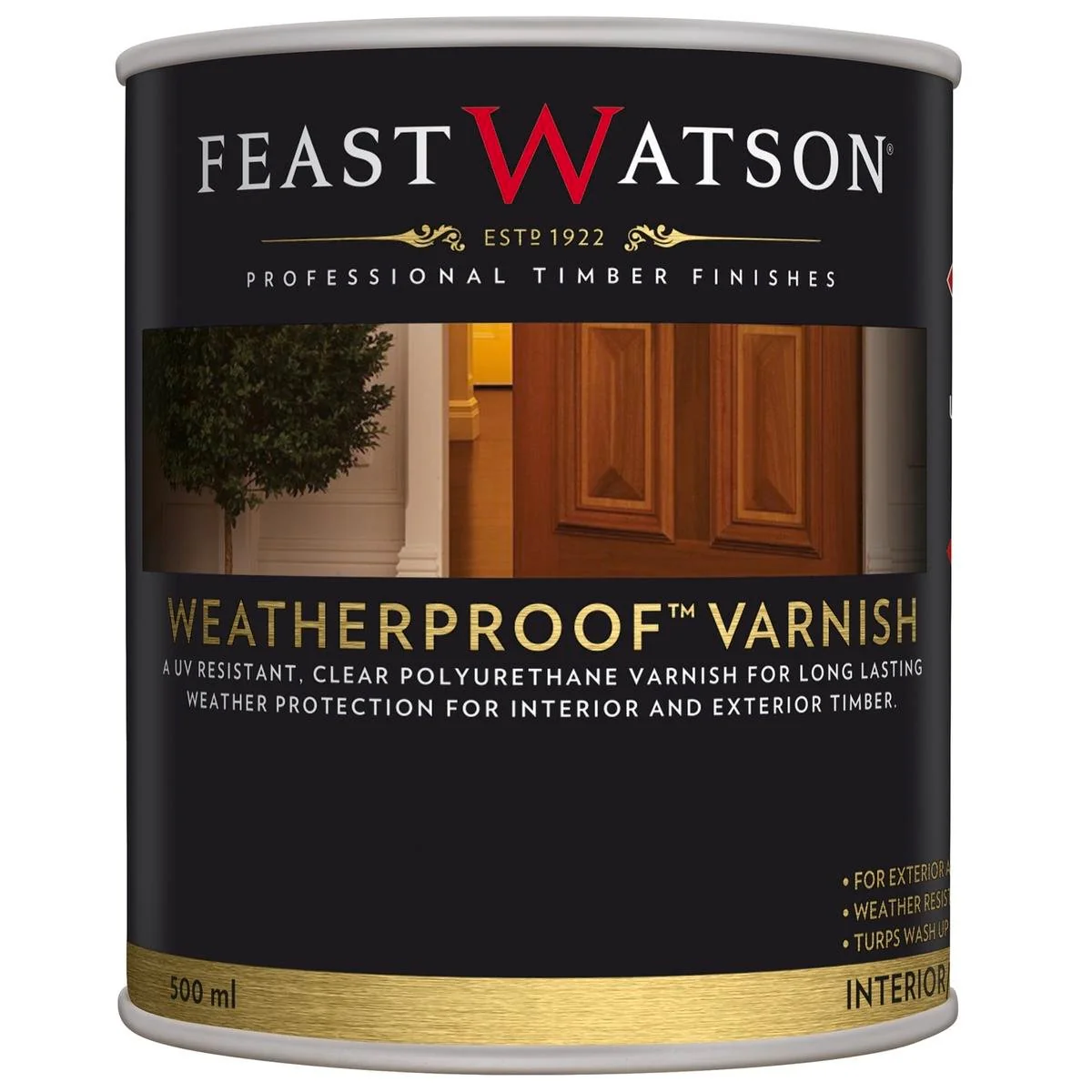 Feast Watson Weatherproof Varnish - 500ml - Clear - Solvent Based - UV Protection