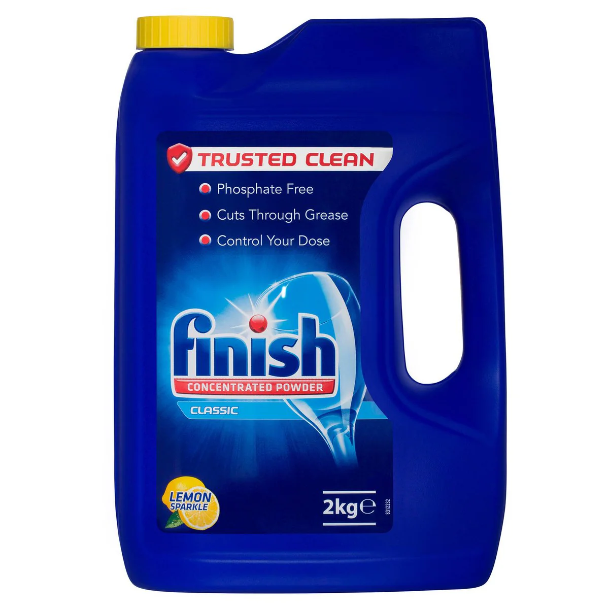 Finish 2kg Lemon Sparkle Concentrated Dishwashing Powder - 2x Concentrate - Phosphate-Free - Deep Cleaning