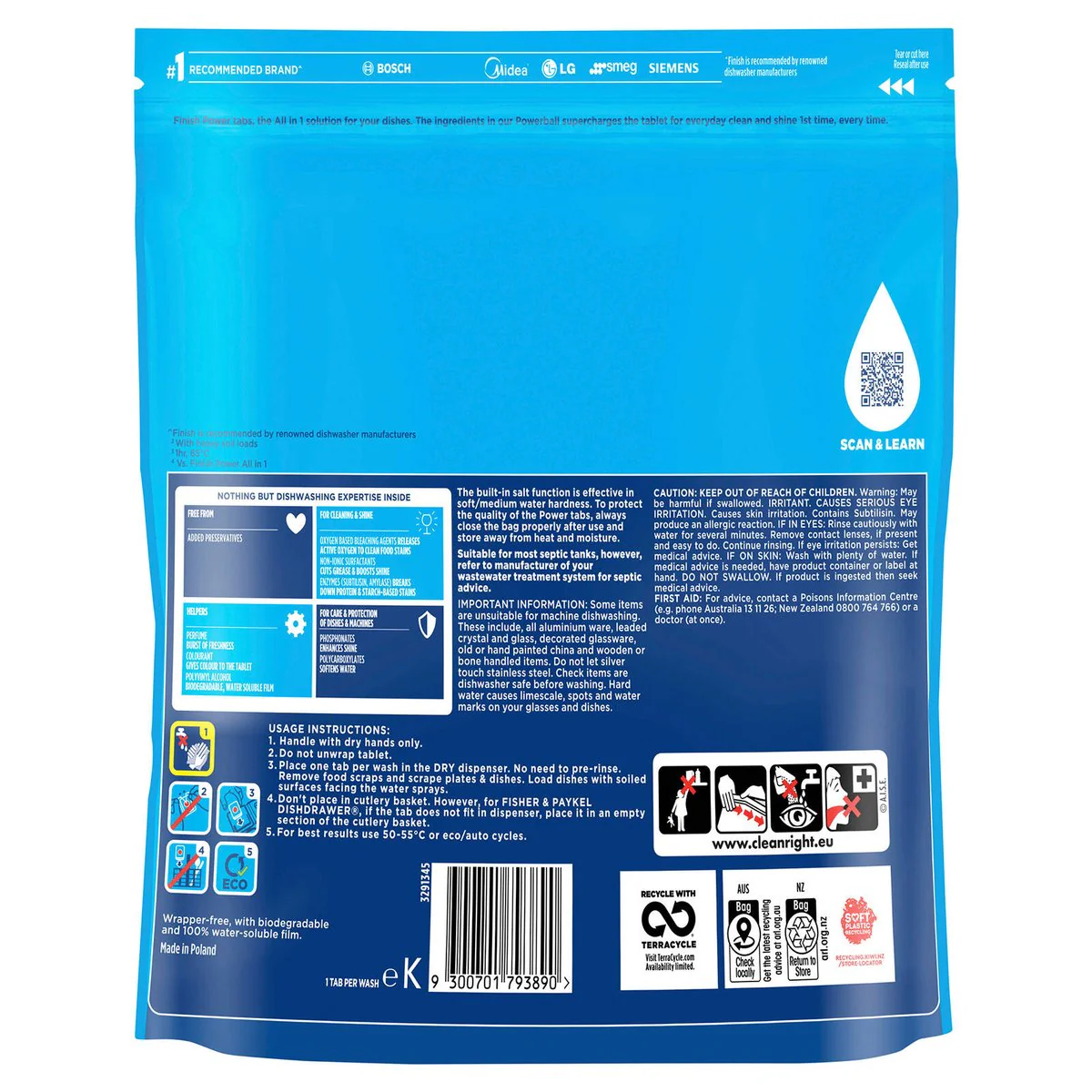 Finish Power Lemon Dishwashing Tablets 40 Pack - Tough on Grease - 0.75kg - Image 2