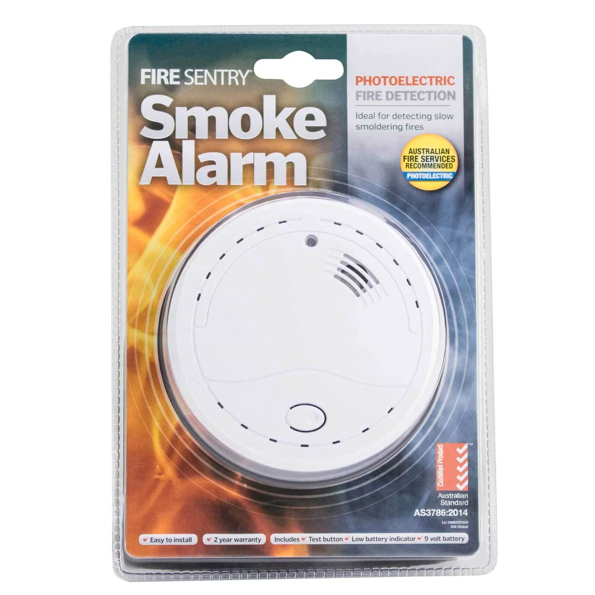 Fire Sentry Smoke Alarm - 106mm - Plastic - Battery Operated