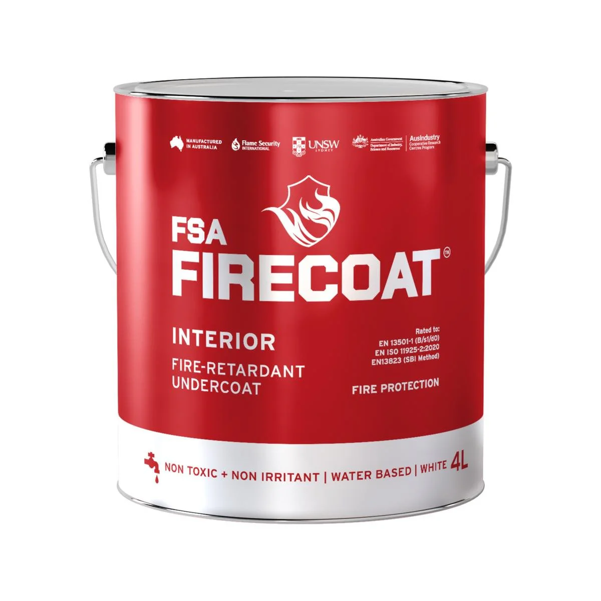 Firecoat 4L White Interior Fire Retardant Undercoat - 4L - Water-Based - High Flame Protection
