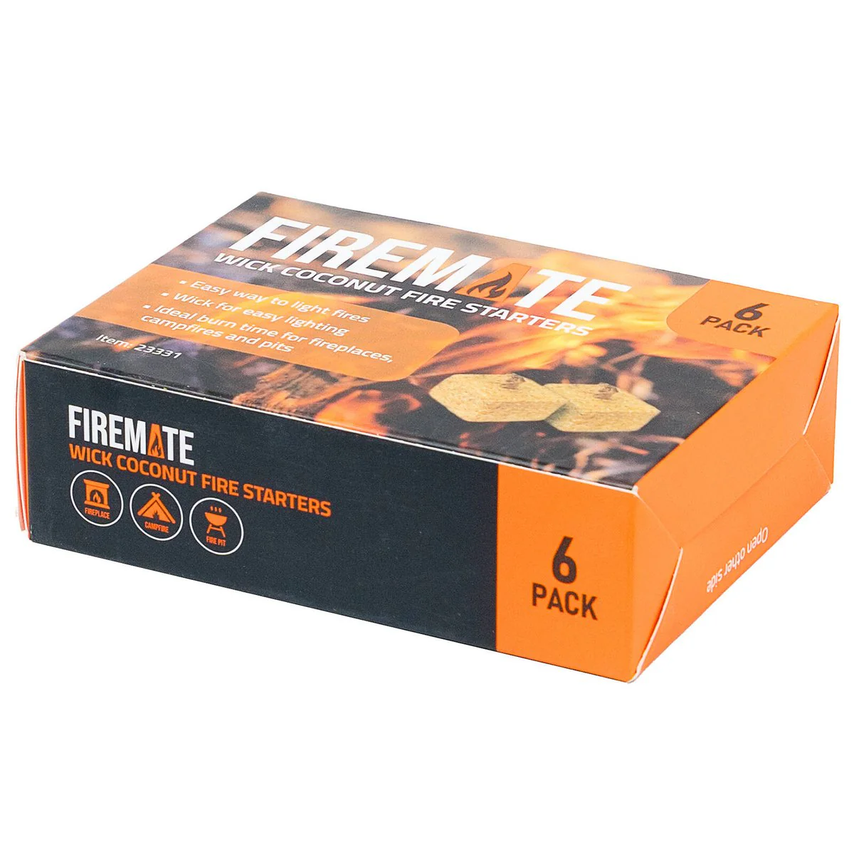 Firemate Wick Coconut Fire Starters 6 Pack - 135mm x 17.5mm x 35mm - Non-Toxic - Image 2