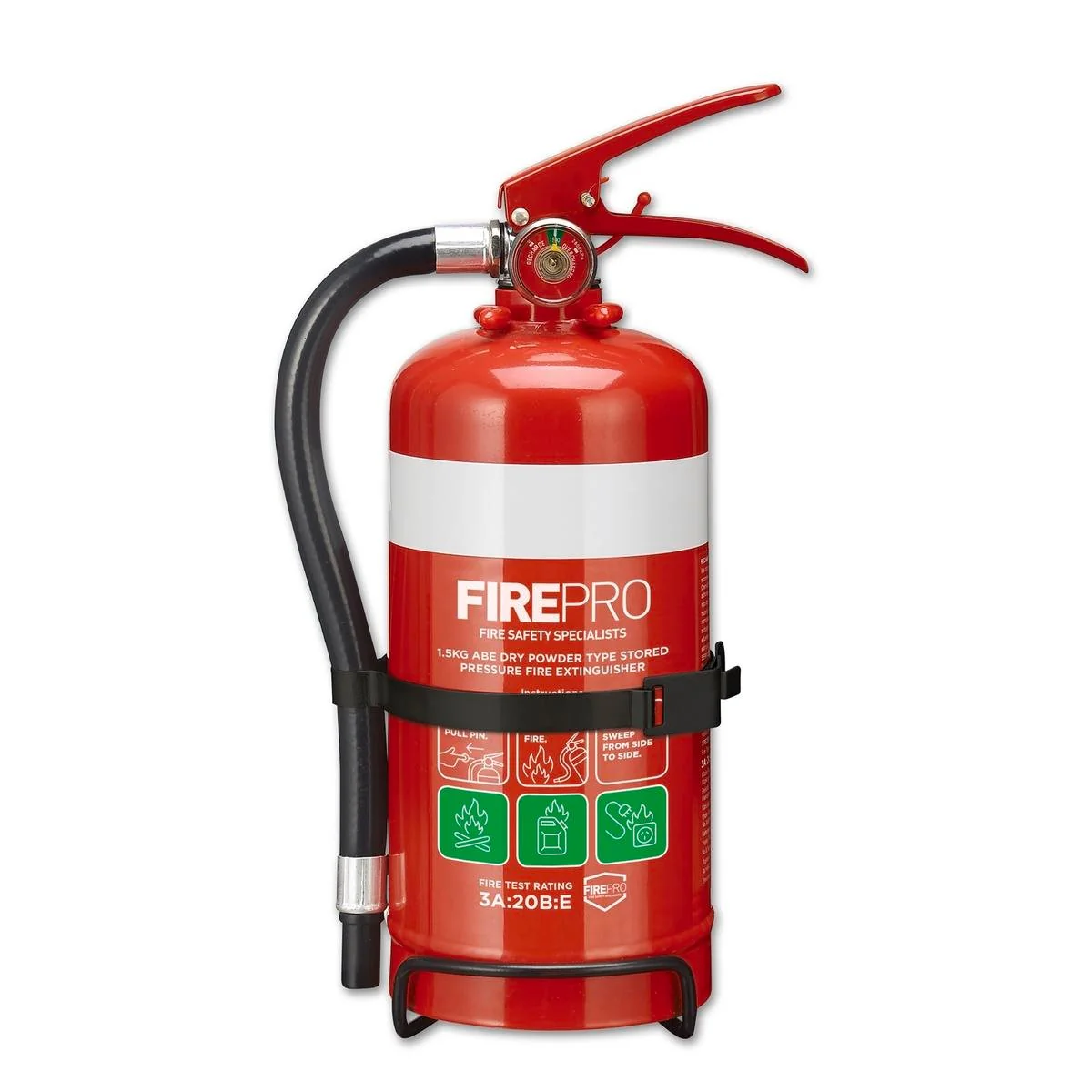 Firepro Dry Powder Fire Extinguisher - 1.5kg - Heavy Duty - Wall Mountable
