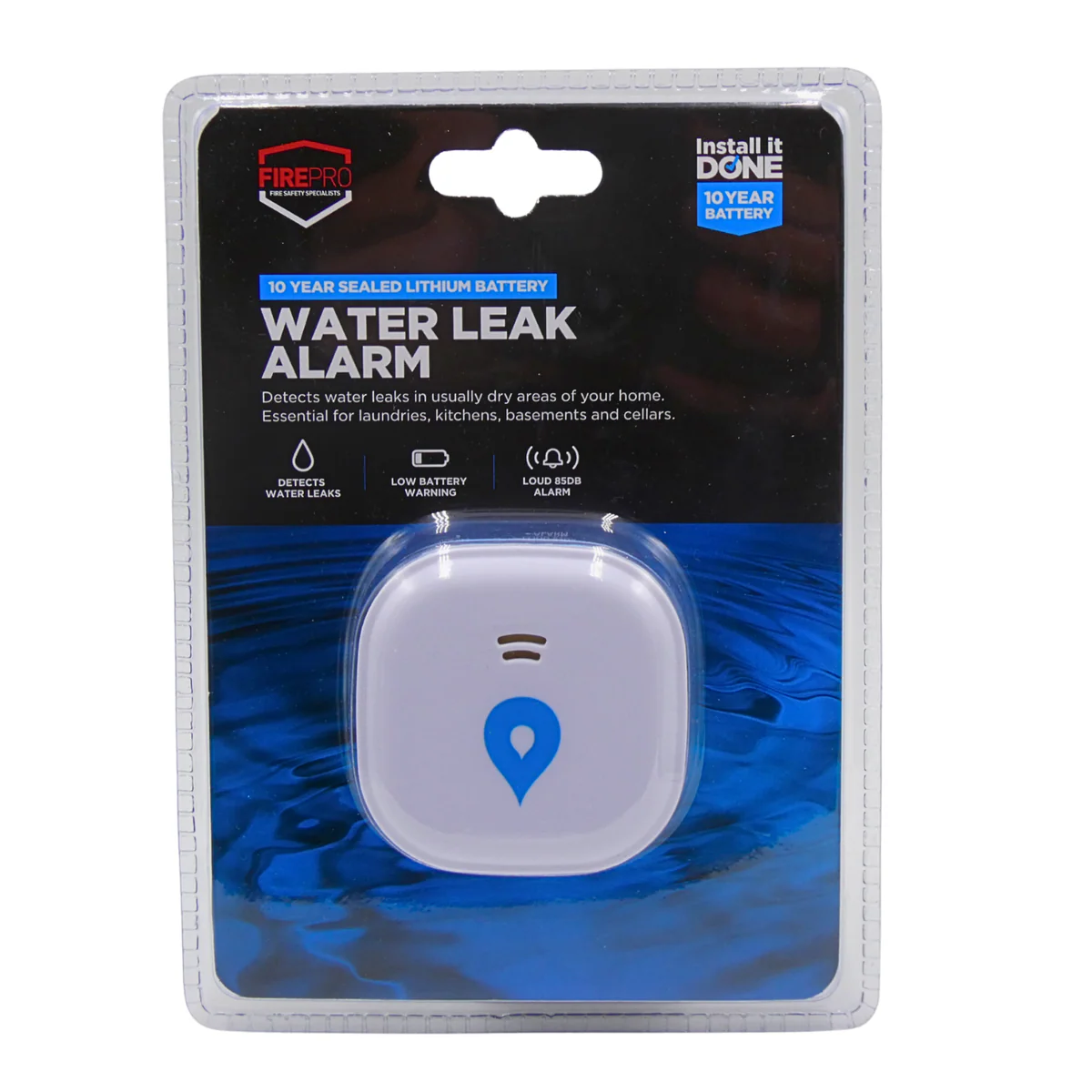 Firepro Water Leak Alarm - 10 Year Lithium Battery - 85dB Alert - 60mm - Image 3