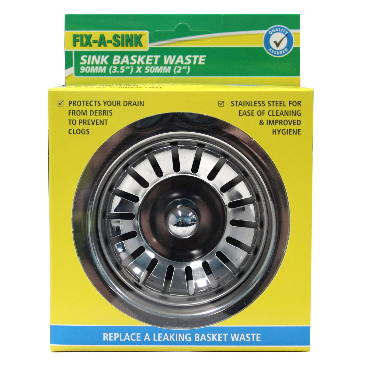 Fix a Sink Standard Stainless Steel Waste Sink Basket - 90mm x 50mm - Silver - Durable & Easy to Clean - Image 2