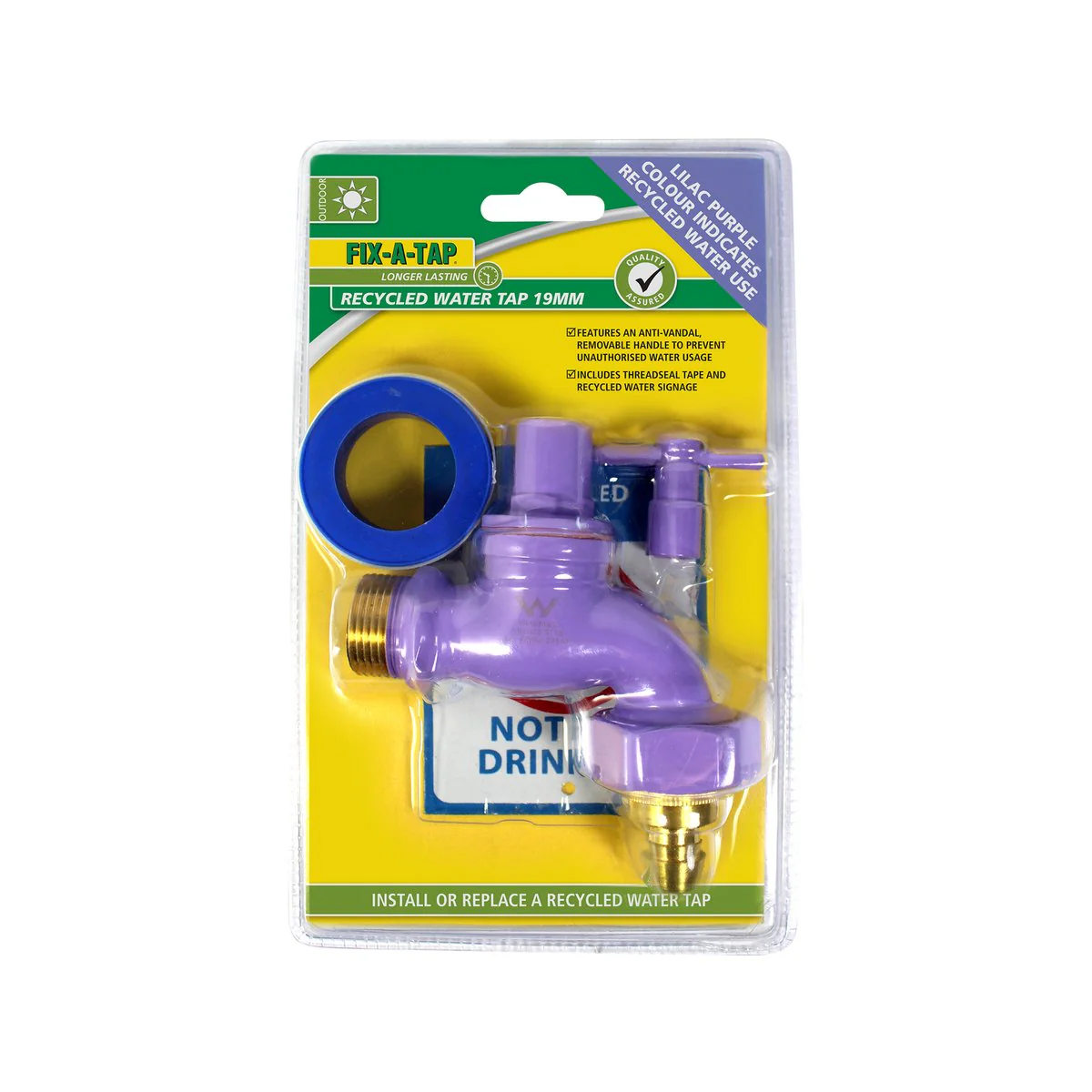 Fix-A-Tap Recycled Water Tap - 19mm - Brass - Vandal Proof - Image 2