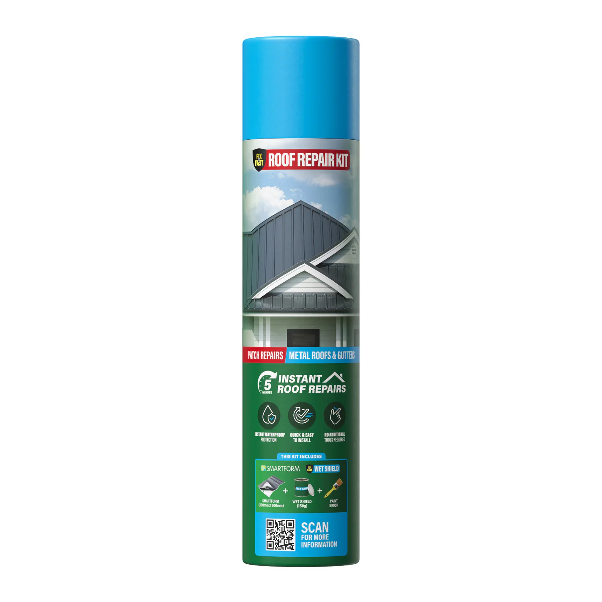 Fix It Fast Roof Repair Kit - Metal Roofs Gutters - 300mm Patch - 125g - 5 Minute Repairs