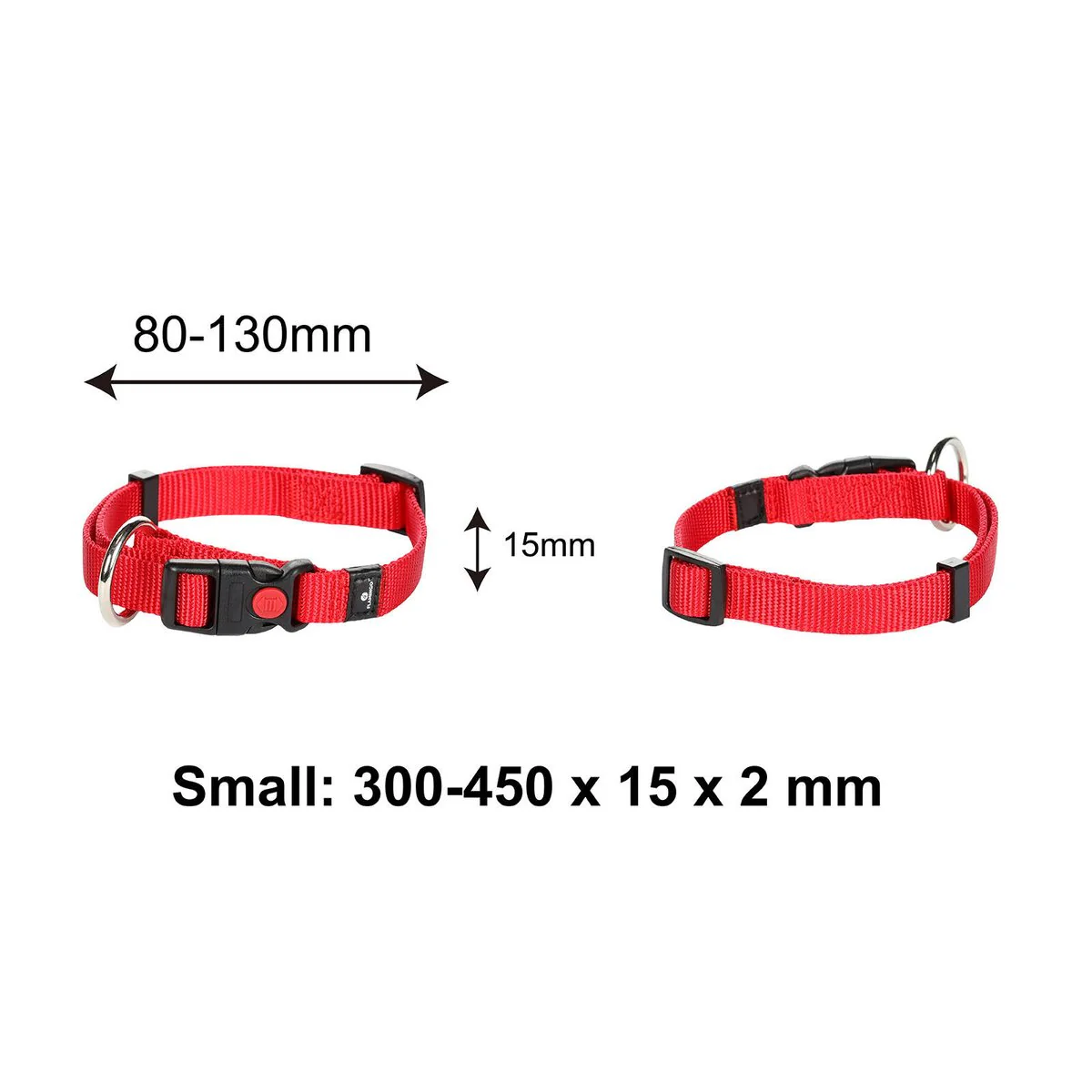 Flamingo Small Red Ziggi Dog Collar - Adjustable Nylon - 30-45CM - Durable - Image 3