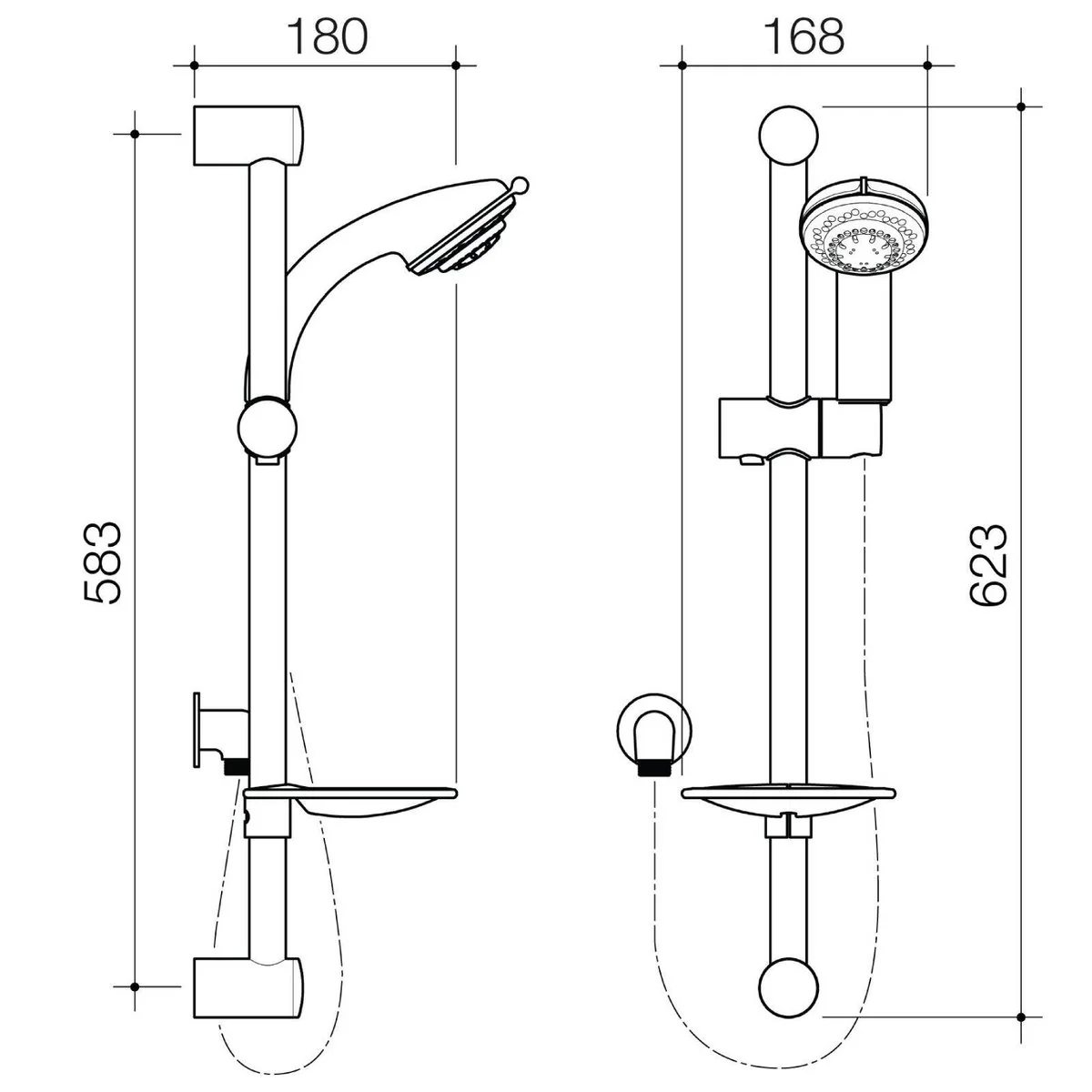 Flexipsray Chrome Bermuda Classic Rail Shower - 5 Function - 100mm - Adjustable - Image 3