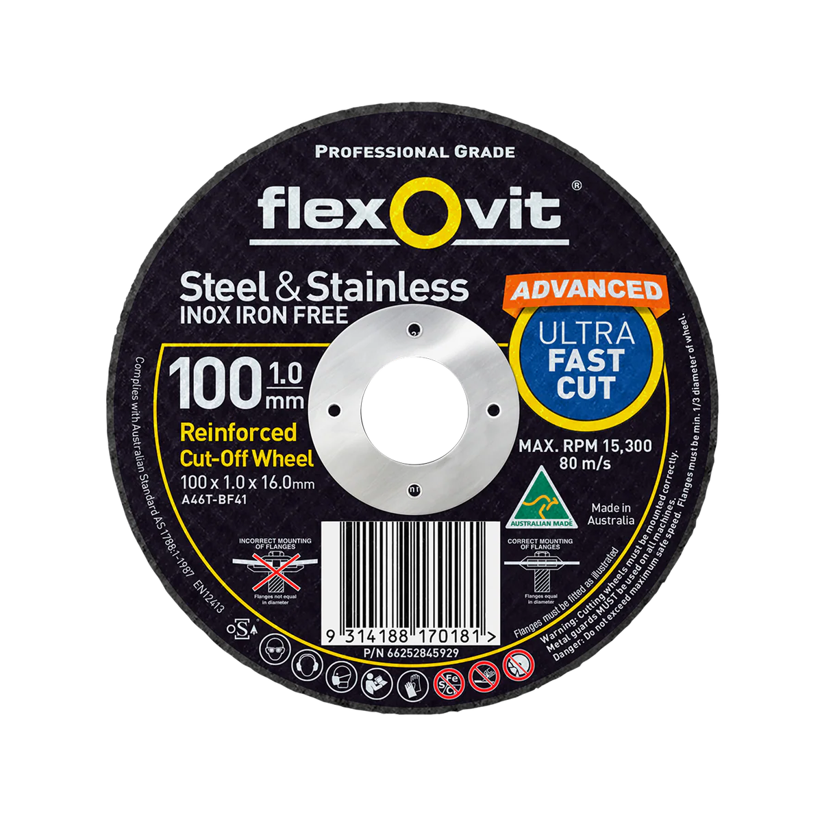 Flexovit Cut Off Wheel - 100mm x 1mm - Aluminium Oxide - Fast Cutting