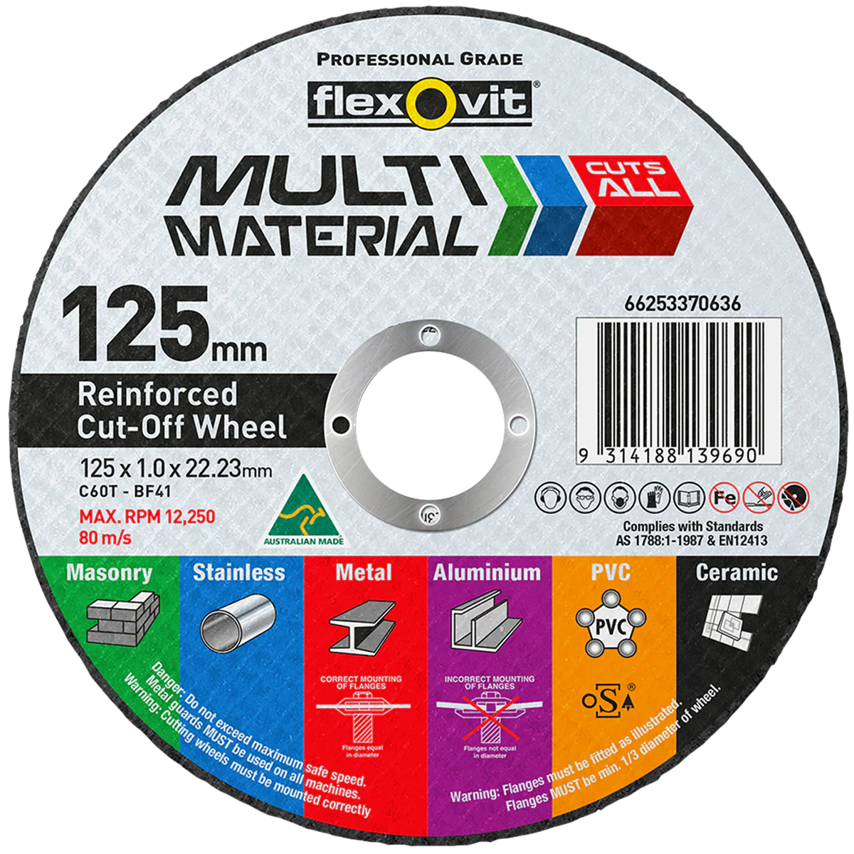 Flexovit Cut Off Wheel - 125mm - Silicone Carbide - Versatile Cutting