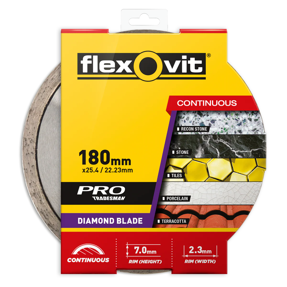 Flexovit Diamond Blade - 180mm - Diamond - Continuous Rim