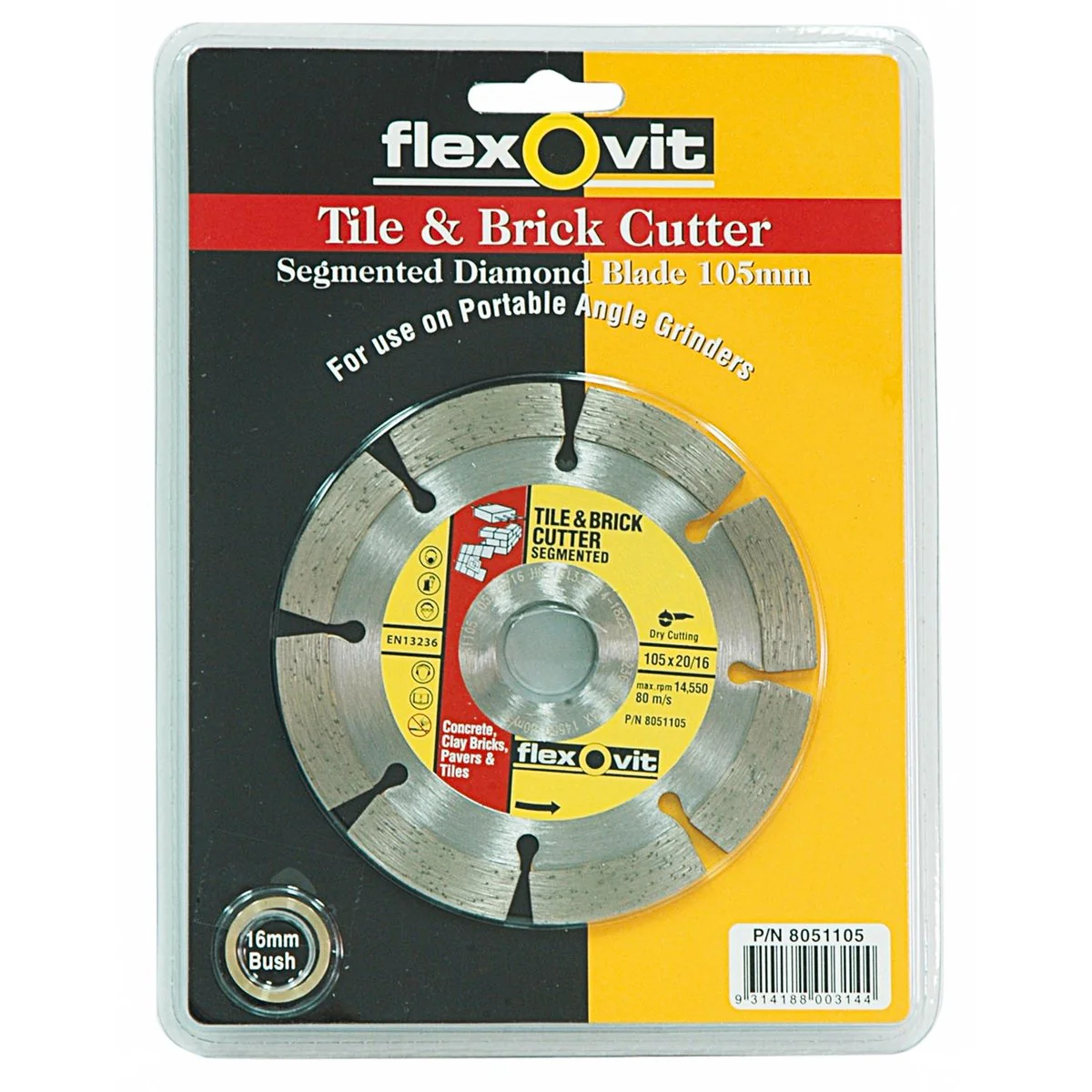 Flexovit Segmented Diamond Blade 105mm Metal Wet Dry Use