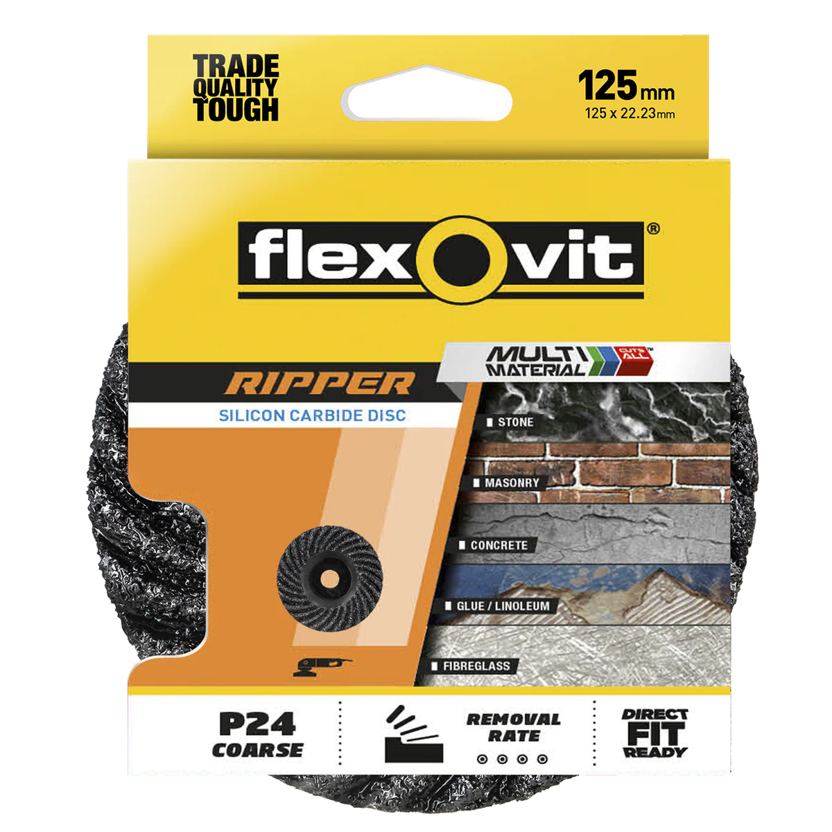 Flexovit Stripping Ripper Grinding Disc 125mm - Silicone Carbide - Black
