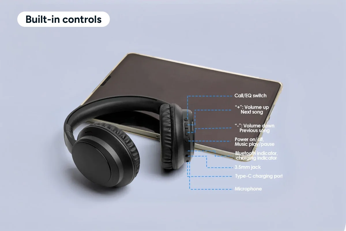 Foldable Bluetooth Wireless Over-Ear Headphones with EQ Modes - Image 5