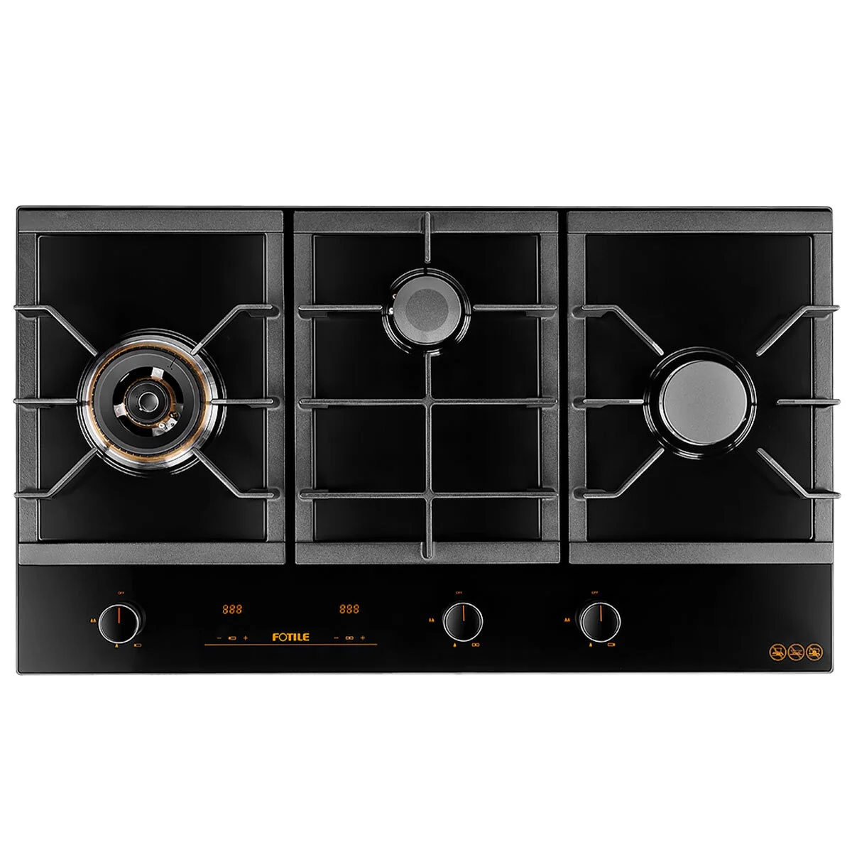 Fotile 3 Burner Glass Cooktop GLG90305 Black Silver Tempered Glass - Image 3