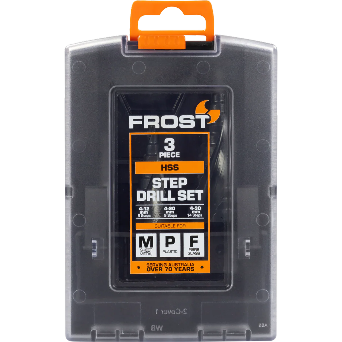 Frost 3 Piece HSS Step Drill Set - 143mm - High-Speed Steel - Orange - Precision Drilling