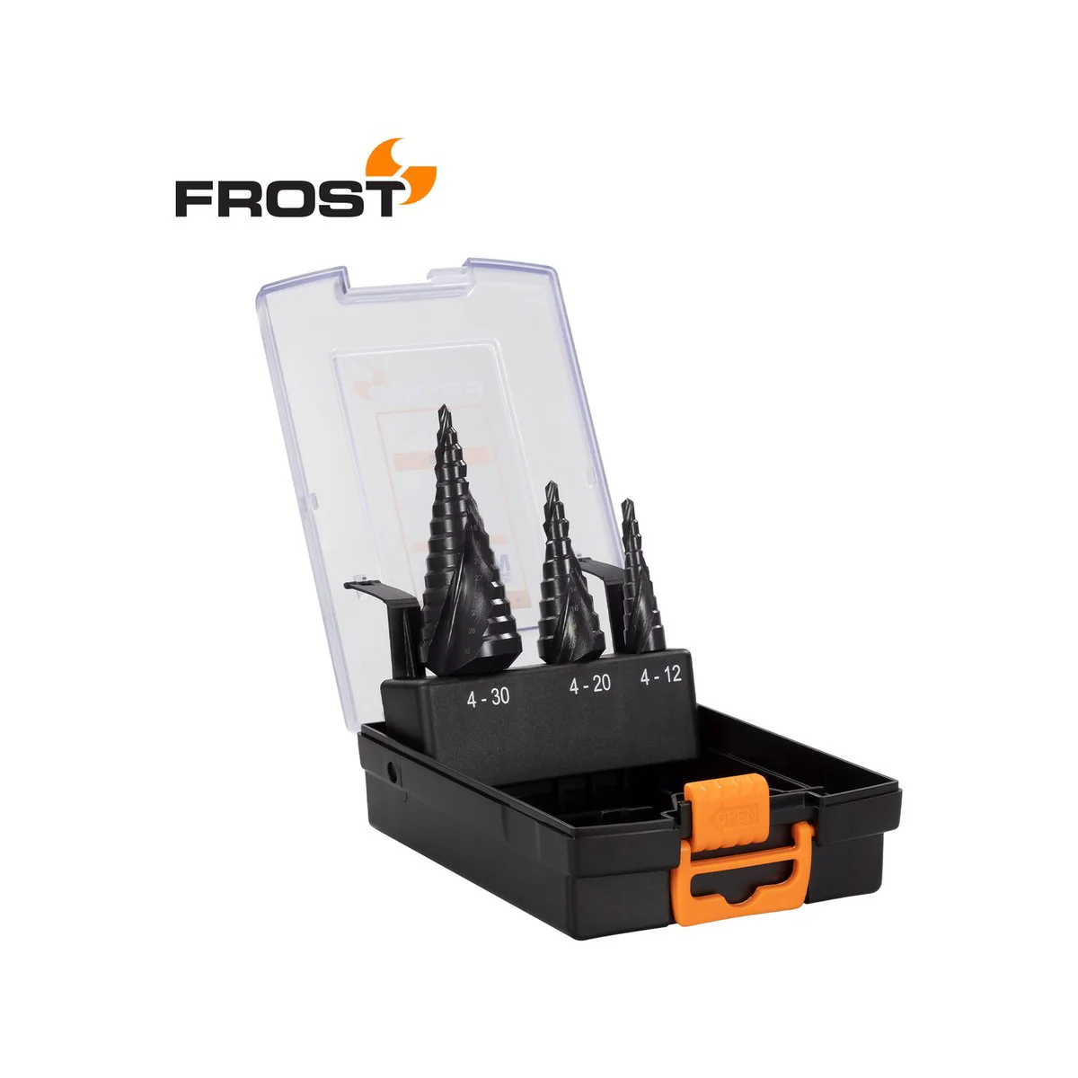 Frost 3 Piece HSS Step Drill Set - 143mm - High-Speed Steel - Orange - Precision Drilling - Image 2