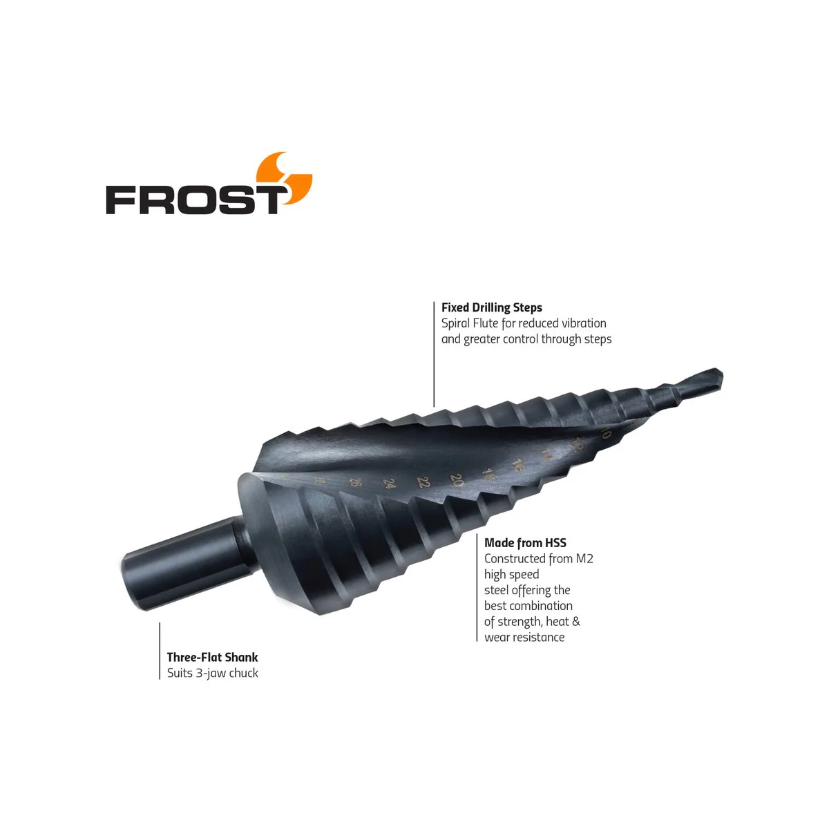 Frost 4 HSS Step Drill - 30mm - High-Speed Steel - Precision Drilling - Image 3