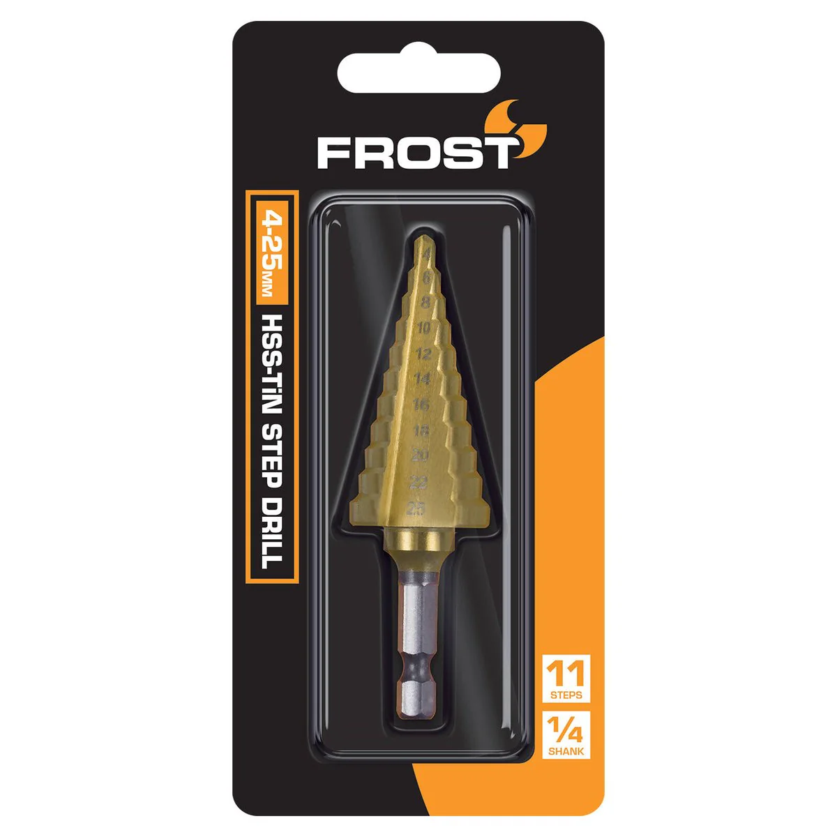 Frost 4 HSS Tin Step Drill - 25mm - 11 Steps - Precision Drilling Tool