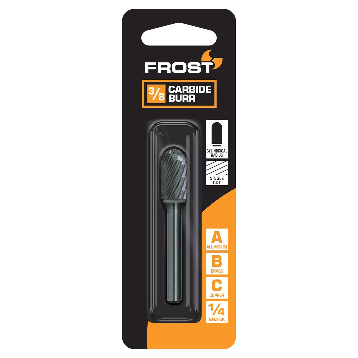 Frost Carbide Burr - Cylindrical Radius - 3/8" - 1/4" Shank - Fast Material Removal