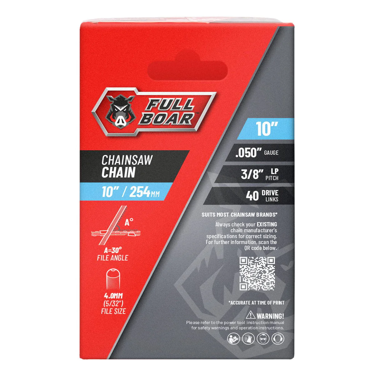 Full Boar 10" Chainsaw Chain - 254mm - Semi Chisel - 40 Drive Links - Image 2