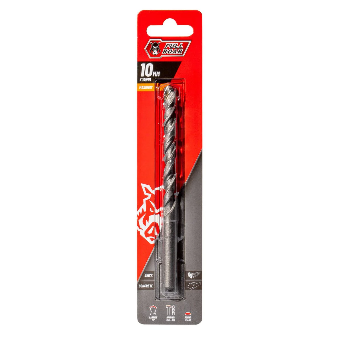 Full Boar 10mm TCT Masonry Drill Bit - Tungsten Carbide - Durable