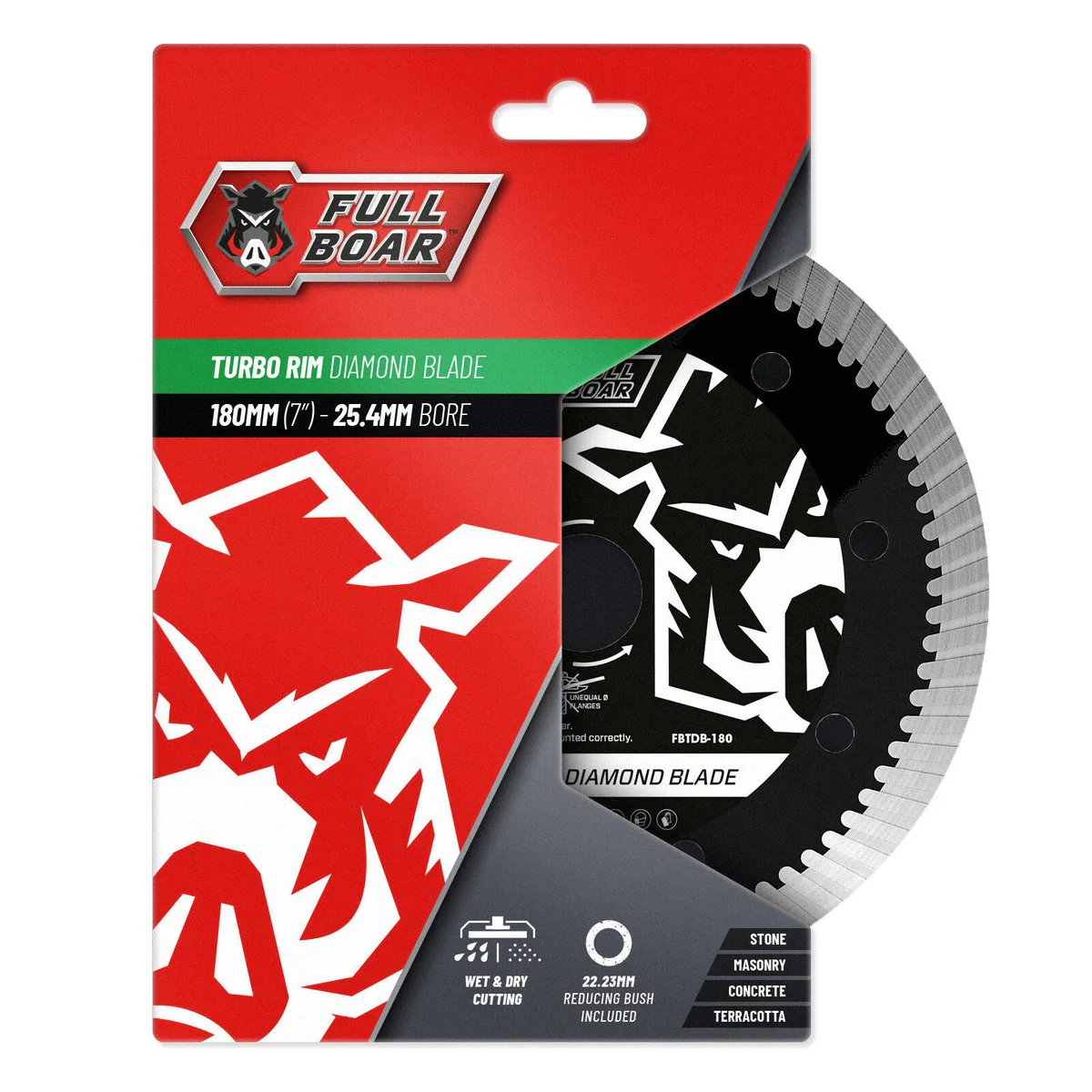 Full Boar 180mm Turbo Rim Diamond Blade - Efficient Cutting - Durable - Image 2