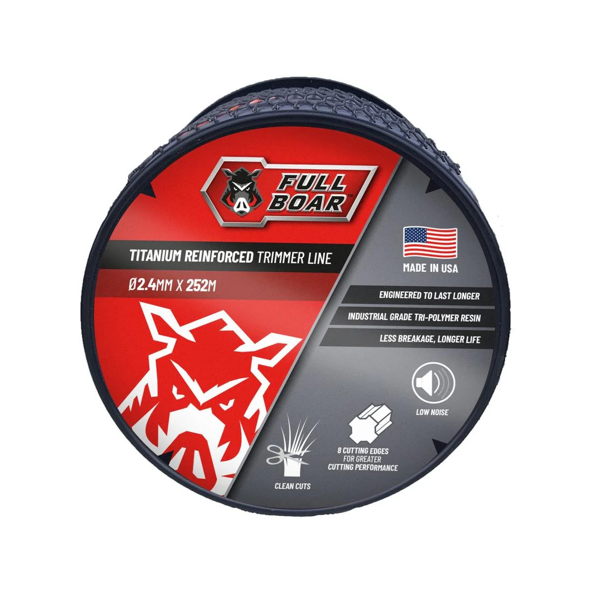 Full Boar 2 Trimmer Line - 4mm x 252m - Titanium Reinforced - Durable Cutting