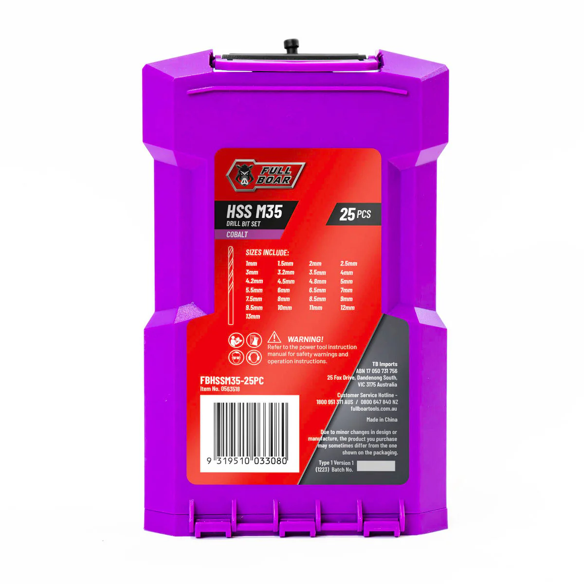 Full Boar 25 Piece HSS M35 Drill Bit Set - Precision Drilling - 135º Split Point - Image 4