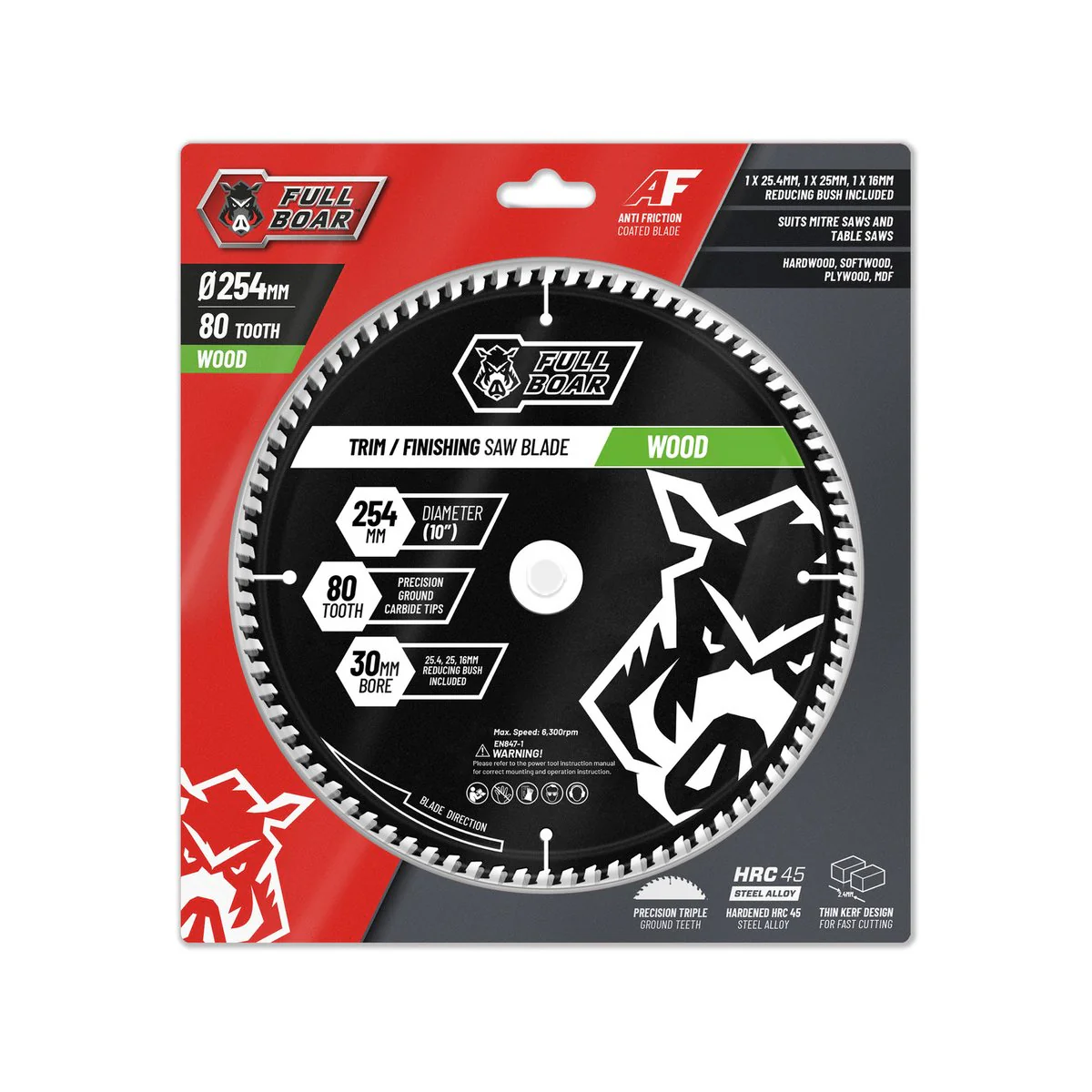 Full Boar 254mm 80t Mitre Saw Blade - Precision Cutting - Durable Steel - Image 2