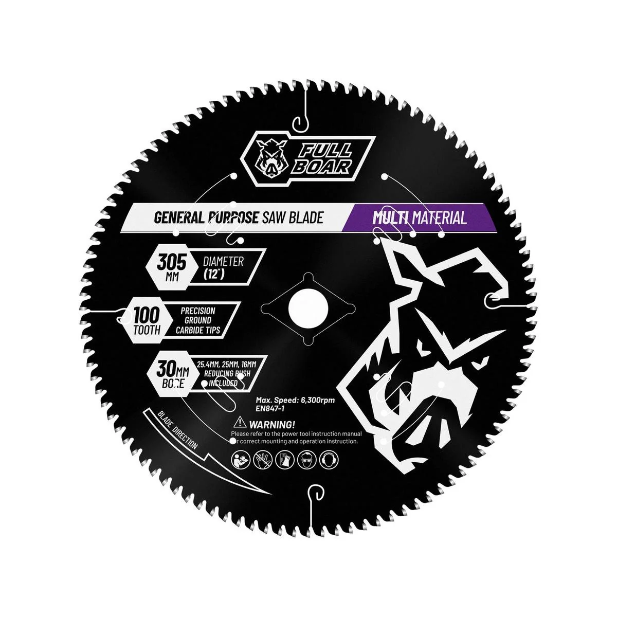 Full Boar 305mm 100t Multi Material Circular Saw Blade - Precision Cutting - Anti-Friction Coating